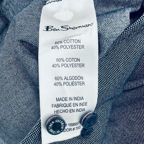 Ben Sherman Solid Knit Button Down Shirt in Heather Navy Blue size Medium - Picture 7 of 7